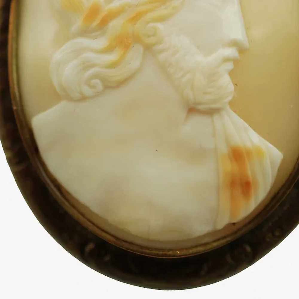 Antique Hand Carved Zeus Shell Cameo Brooch Pin - image 5