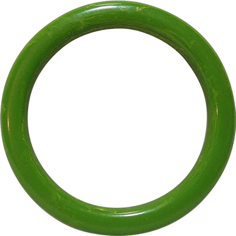 Vintage plastic bangle bracelet, green with sligh… - image 1