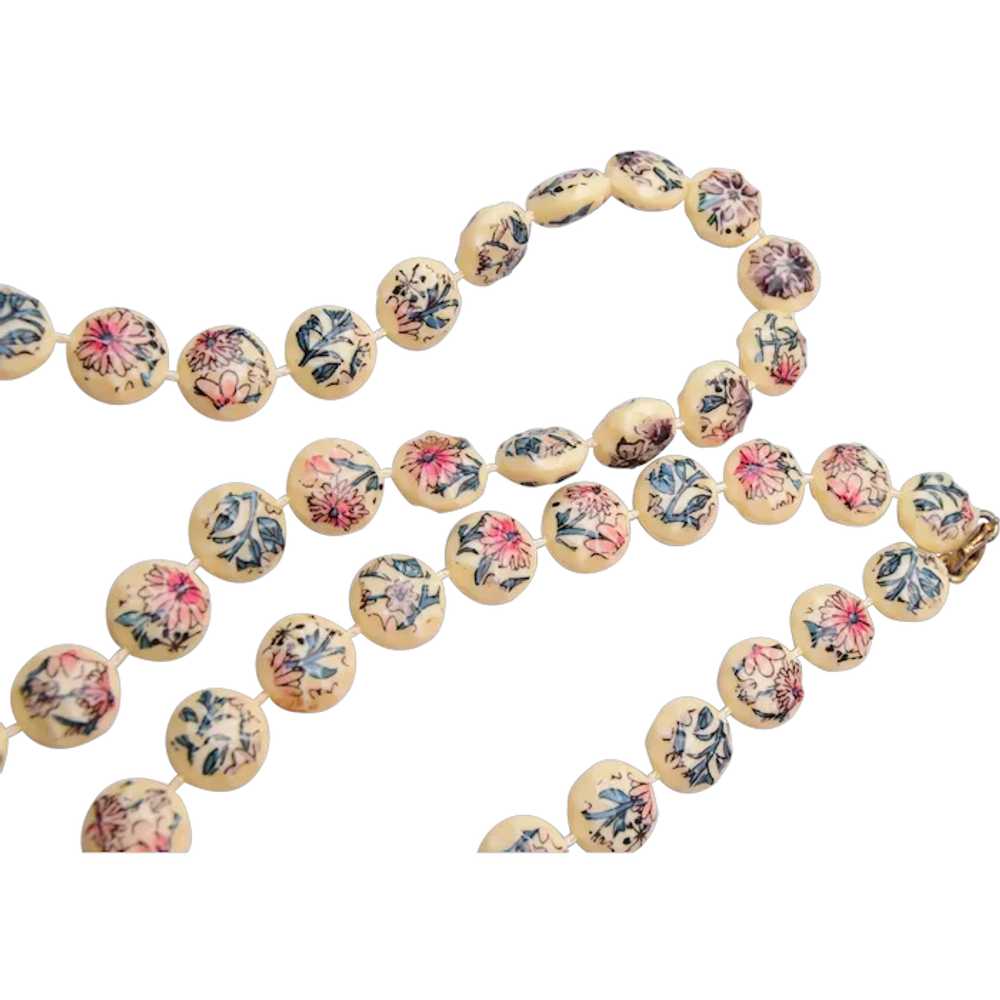 Celluloid Necklace with Flowers - image 1