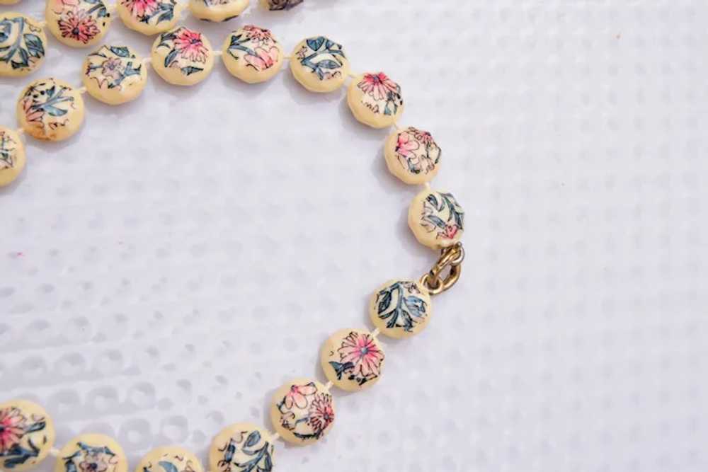 Celluloid Necklace with Flowers - image 3