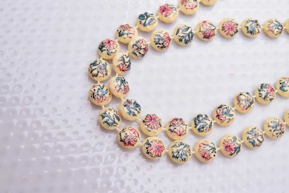 Celluloid Necklace with Flowers - image 4