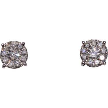 Halo Diamond Earrings in White Gold - image 1