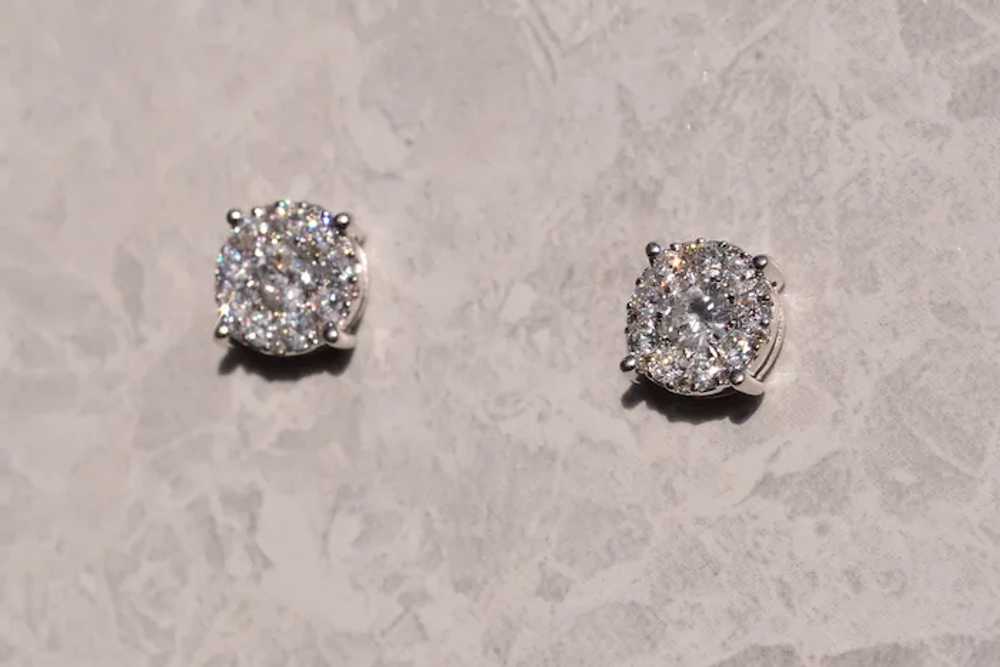 Halo Diamond Earrings in White Gold - image 2