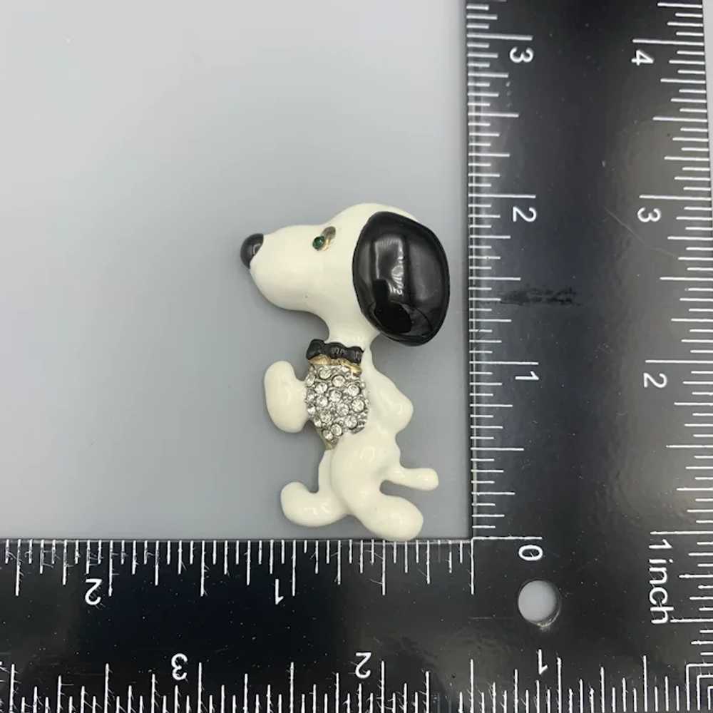 Vintage Rhinestone Snoopy Dog Enamel Figural Pin … - image 2