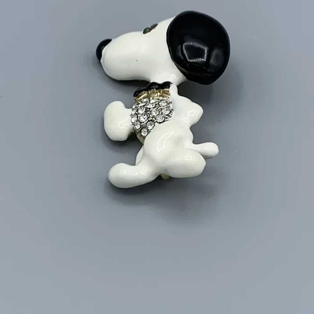Vintage Rhinestone Snoopy Dog Enamel Figural Pin … - image 4
