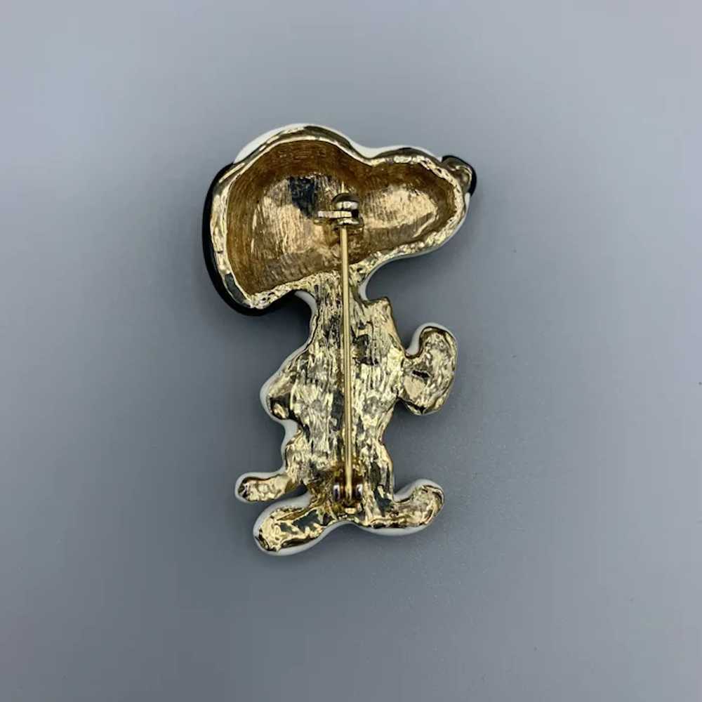 Vintage Rhinestone Snoopy Dog Enamel Figural Pin … - image 5