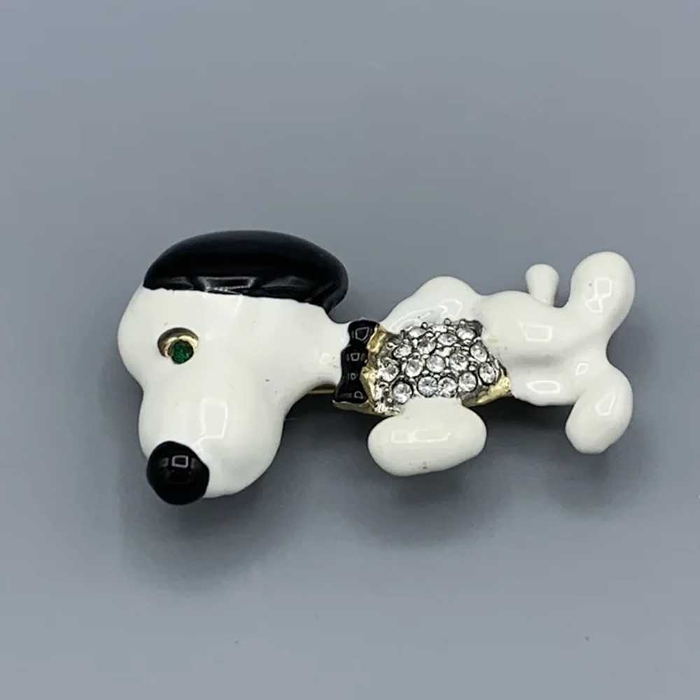Vintage Rhinestone Snoopy Dog Enamel Figural Pin … - image 7
