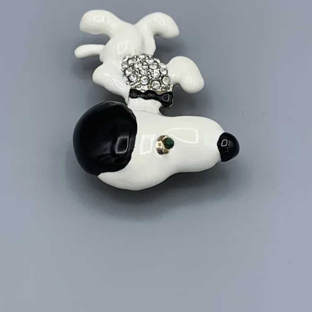 Vintage Rhinestone Snoopy Dog Enamel Figural Pin … - image 8