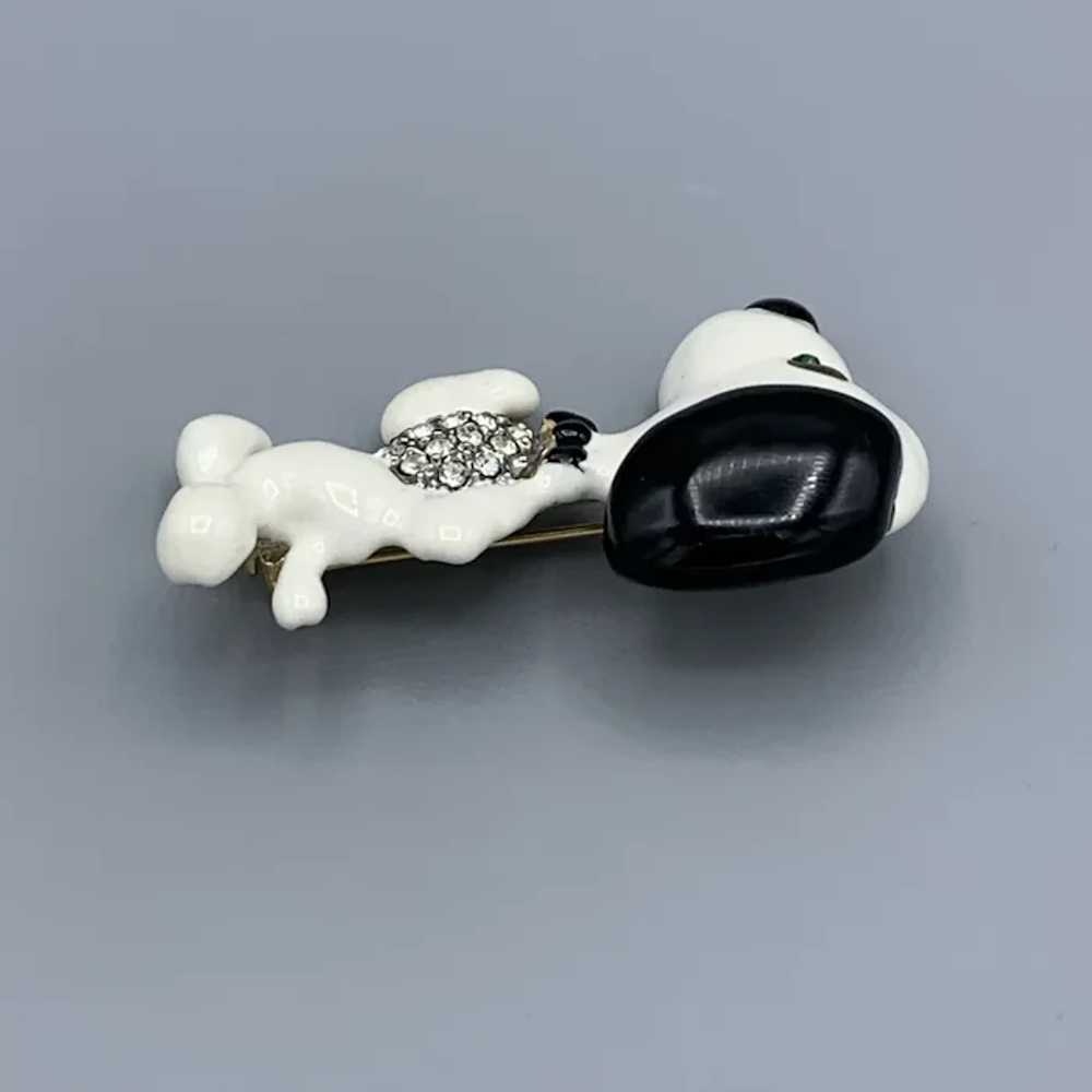 Vintage Rhinestone Snoopy Dog Enamel Figural Pin … - image 9
