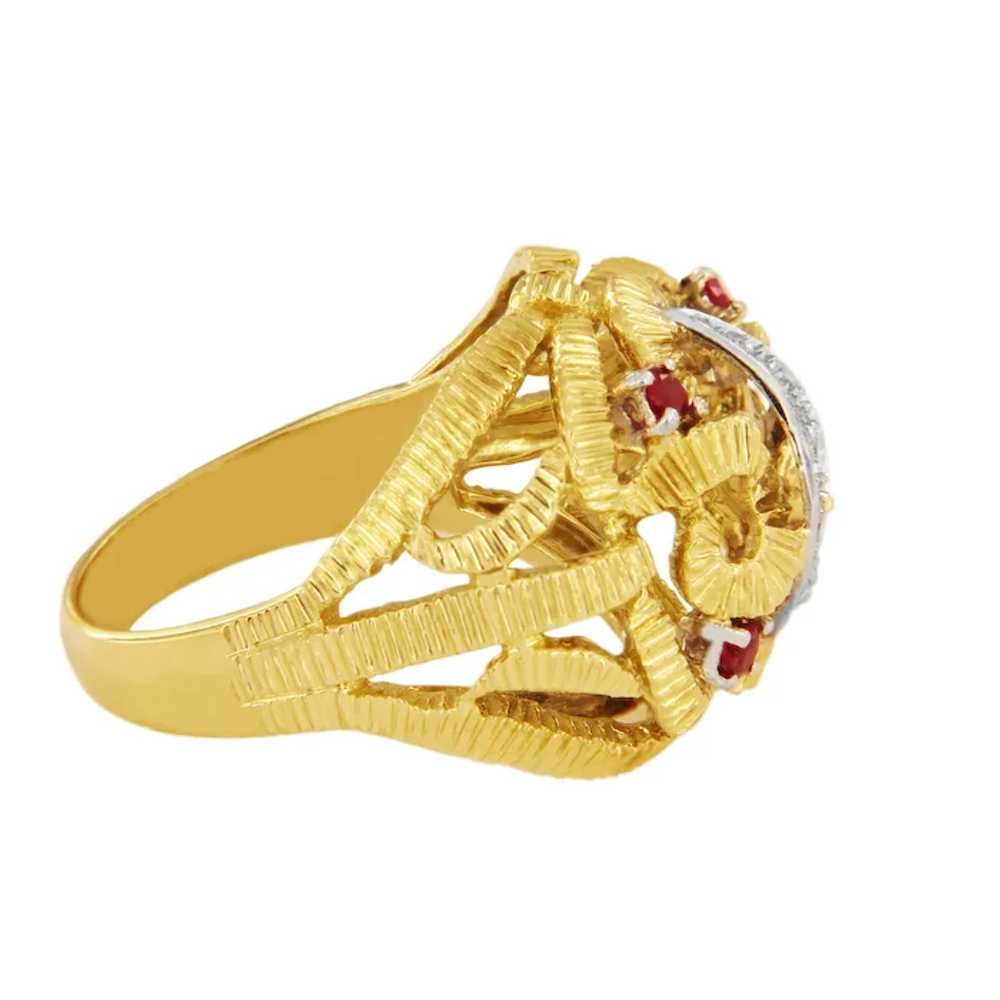 Vintage Diamond & Ruby Ring in 18k Two tone Gold. - image 3