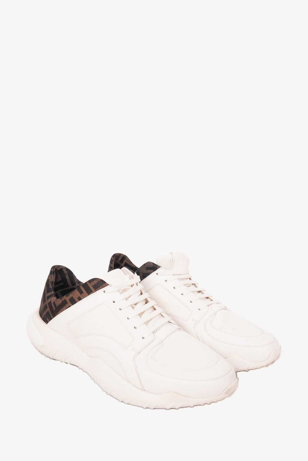 Fendi White Leather Low Top Sneaker With FF Logo … - image 2