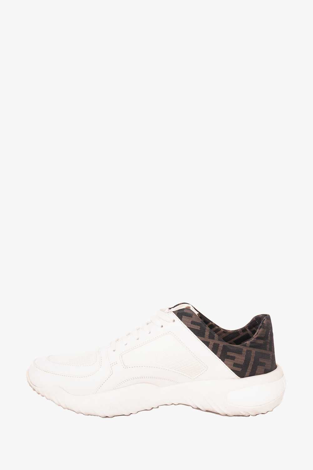 Fendi White Leather Low Top Sneaker With FF Logo … - image 3