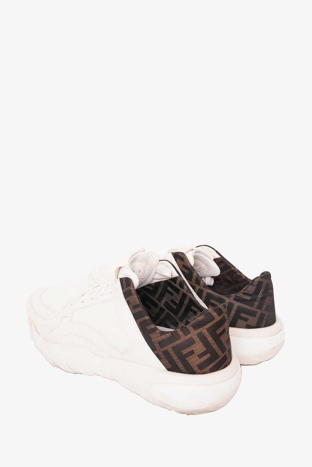 Fendi White Leather Low Top Sneaker With FF Logo … - image 4