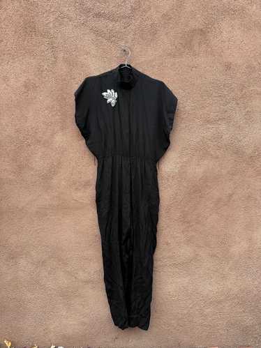 Nina Piccalino Black Jumpsuit with Sequins Leaf