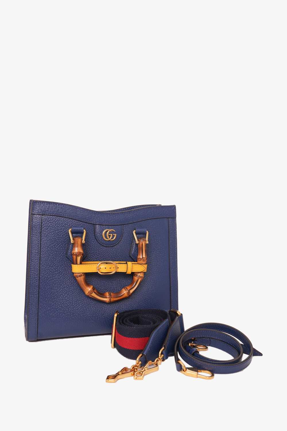 Gucci Blue Leather Diana Small Tote Bag - image 6