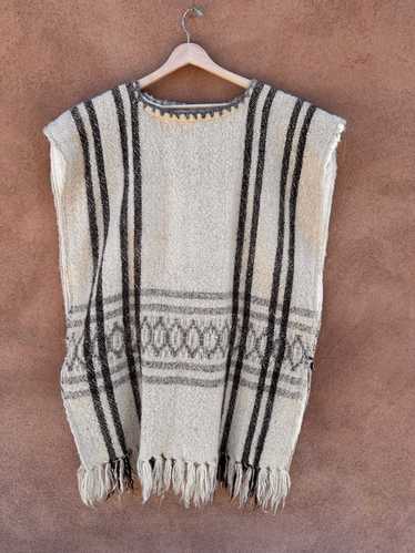 Cotton Lined Wool Woven Poncho - image 1