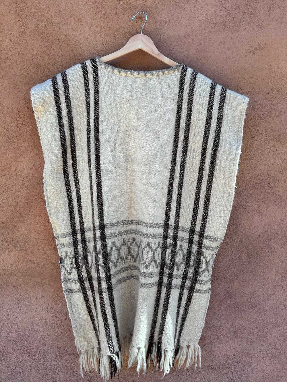 Cotton Lined Wool Woven Poncho - image 3