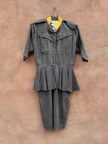 Gray Denim Dress with Yellow Detail by d. Frank