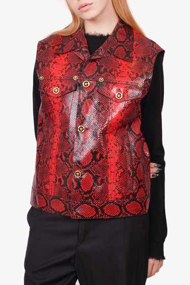 Versace Red Leather Snakeskin Embossed Vest Size 5