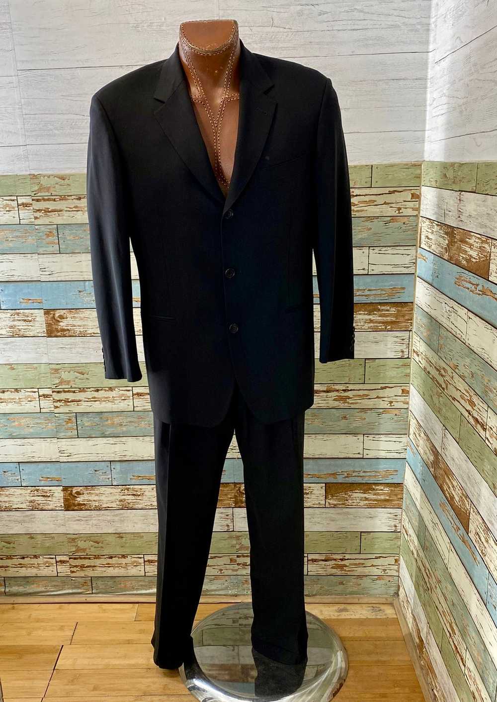 90’s Black 2 Piece Pant With 3 Button Blazer Suit… - image 1