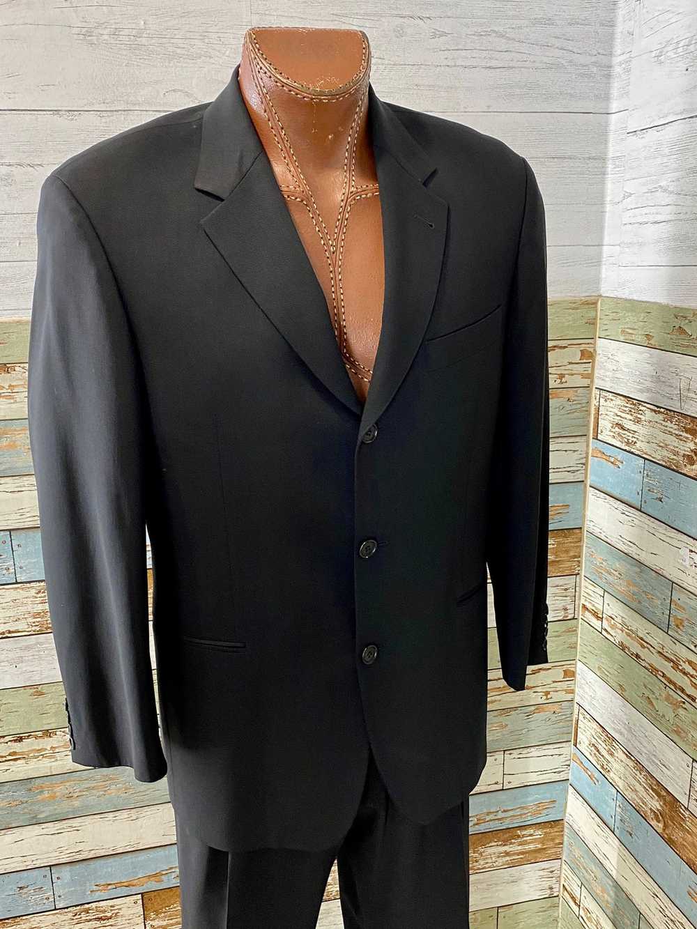 90’s Black 2 Piece Pant With 3 Button Blazer Suit… - image 3