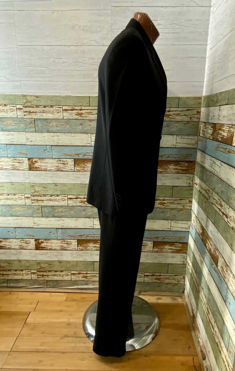 90’s Black 2 Piece Pant With 3 Button Blazer Suit… - image 7