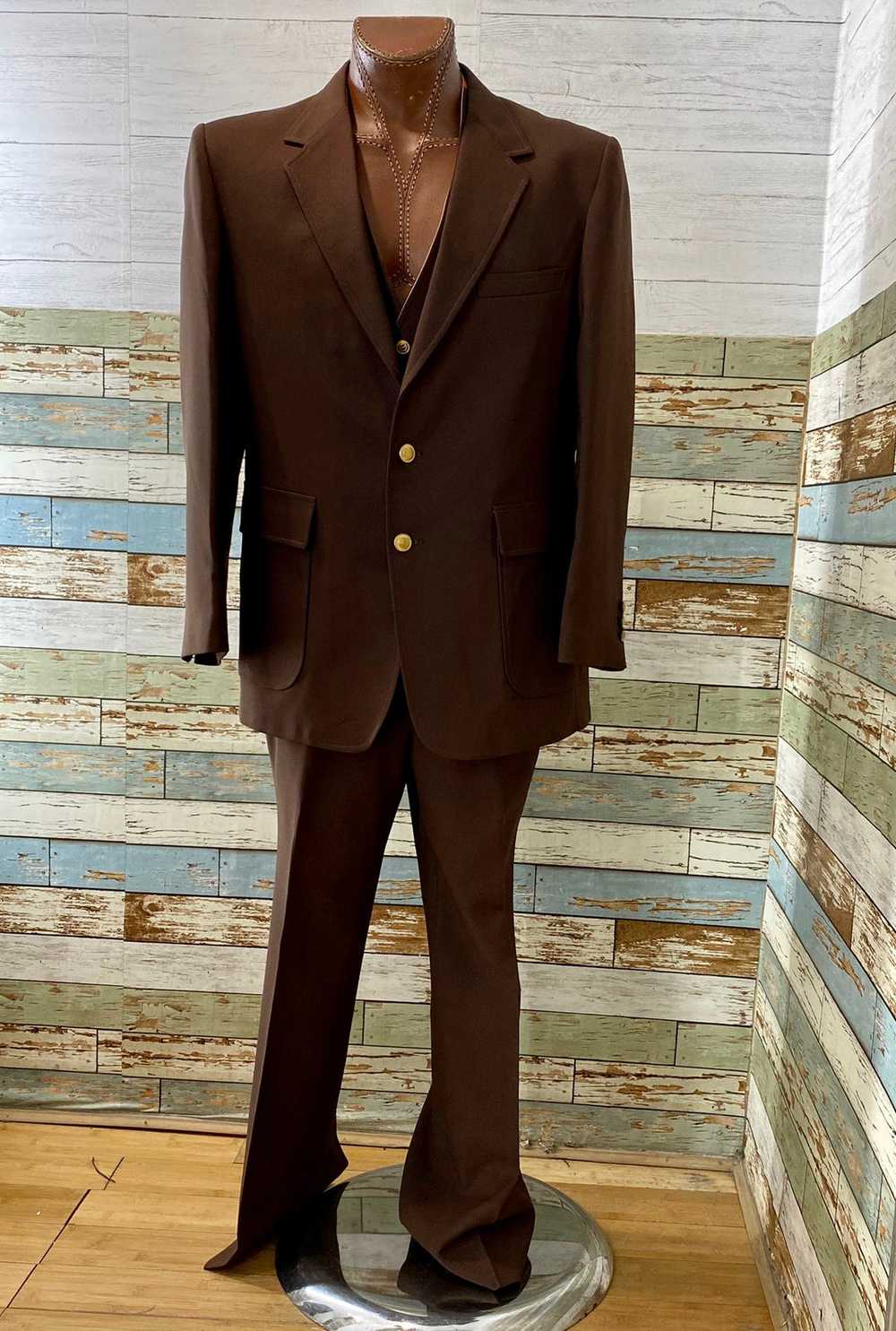 70’s Dark Brown 3 Piece Suit Set By The Classic C… - image 11