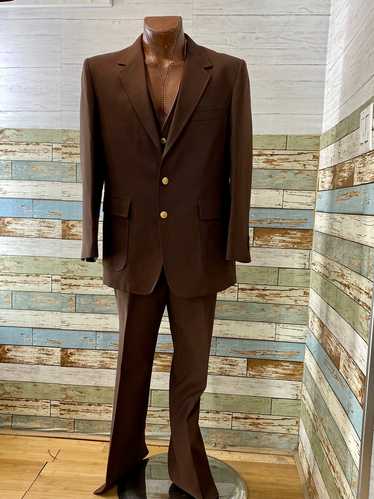 70’s Dark Brown 3 Piece Suit Set By The Classic C… - image 1