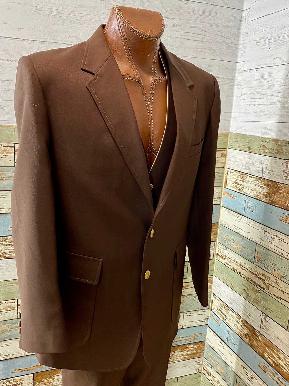 70’s Dark Brown 3 Piece Suit Set By The Classic C… - image 2