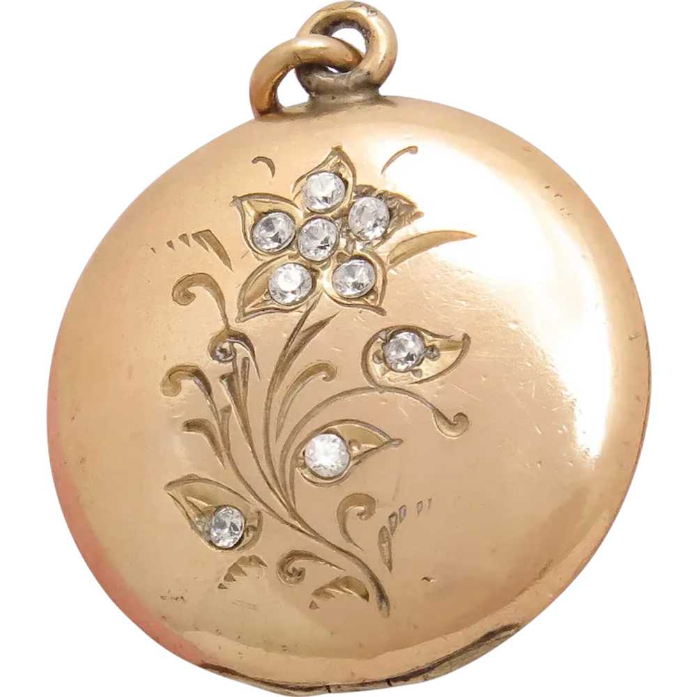 Antique Victorian Forget Me Not Paste Rose Gold F… - image 1