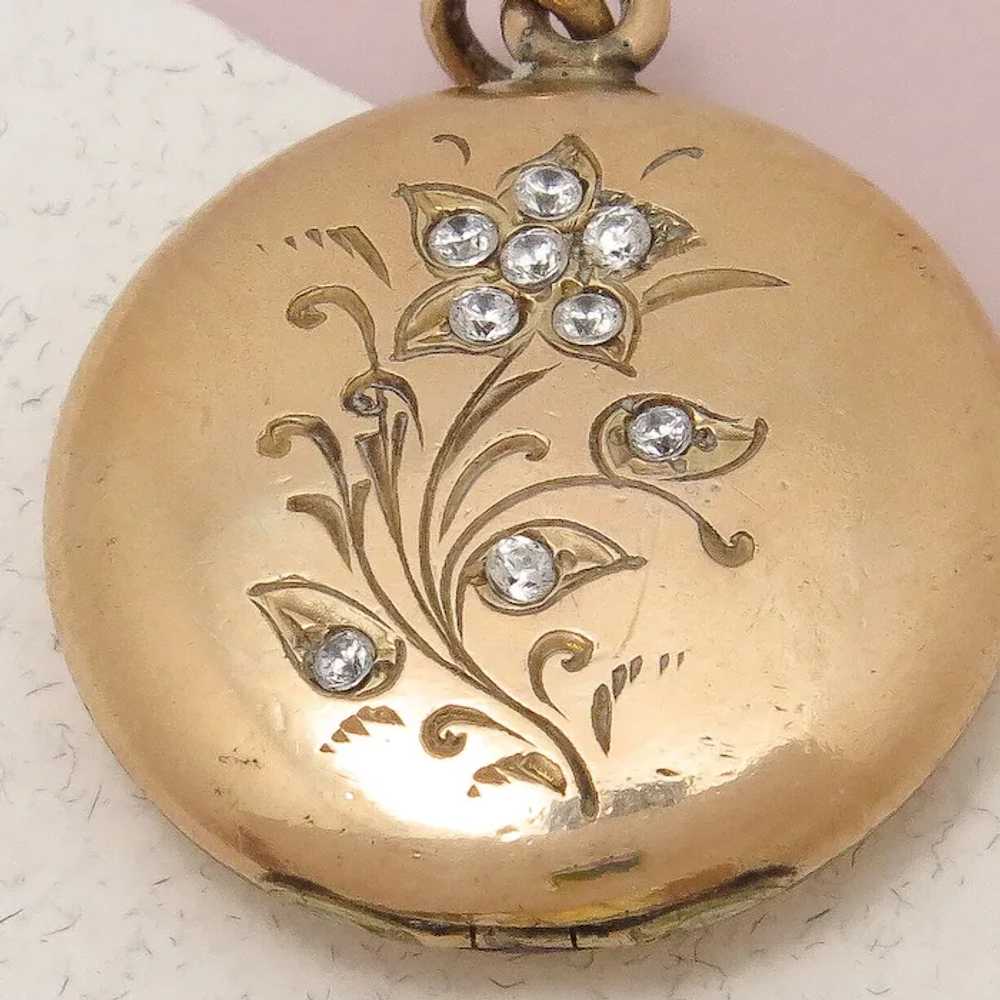 Antique Victorian Forget Me Not Paste Rose Gold F… - image 2