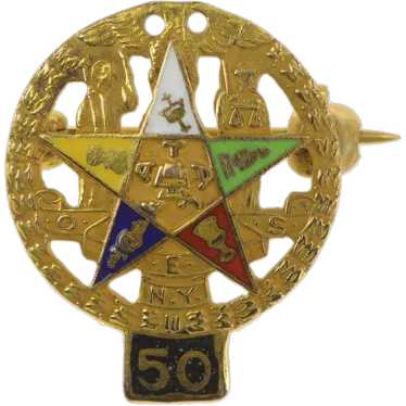 10K 50 Yr. Order of the Eastern Star Enamel Pin/Br