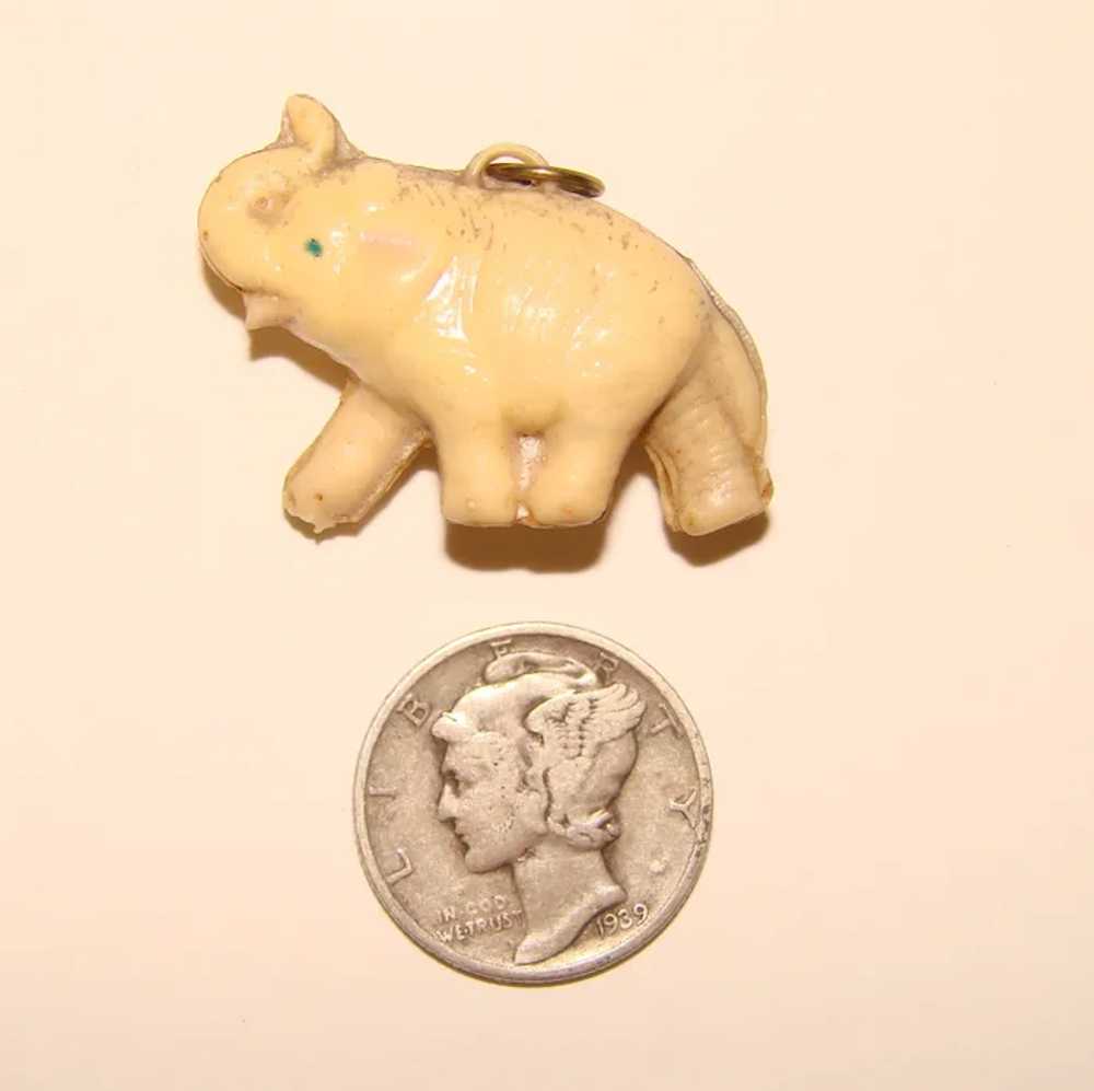 Awesome Puffy ELEPHANT Vintage Celluloid Charm - image 2