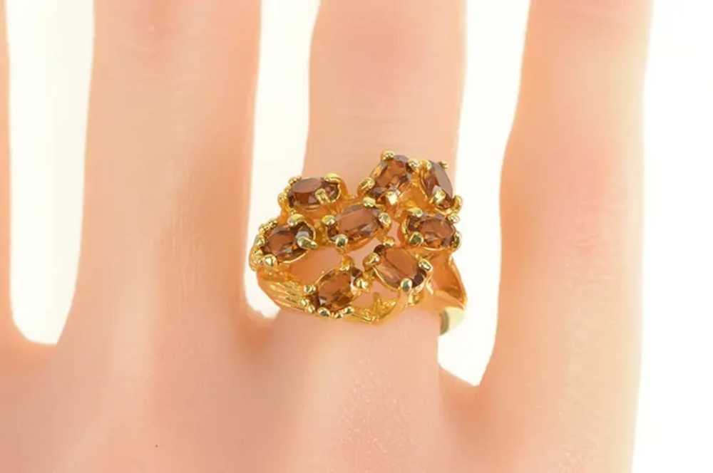 18K Oval Citrine Tree Branch Cluster Cocktail Rin… - image 4