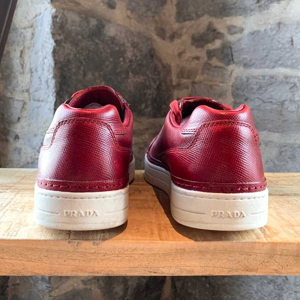 Prada Prada Saffiano Red Leather Distressed Low-T… - image 4