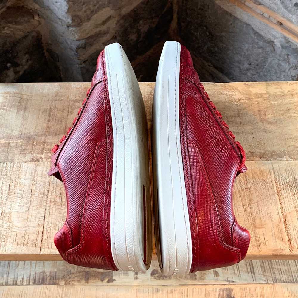 Prada Prada Saffiano Red Leather Distressed Low-T… - image 7