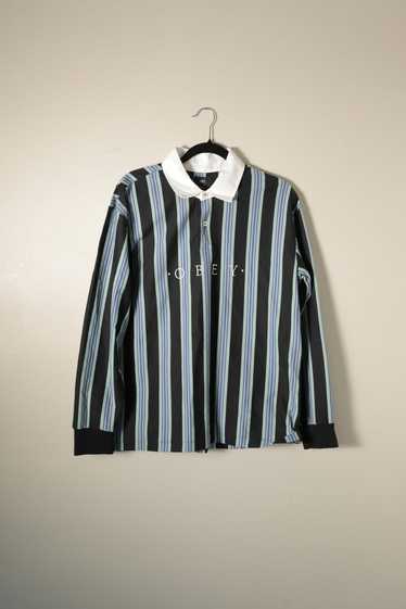 Obey Obey Long Sleeve Collared Striped Shirt (M)