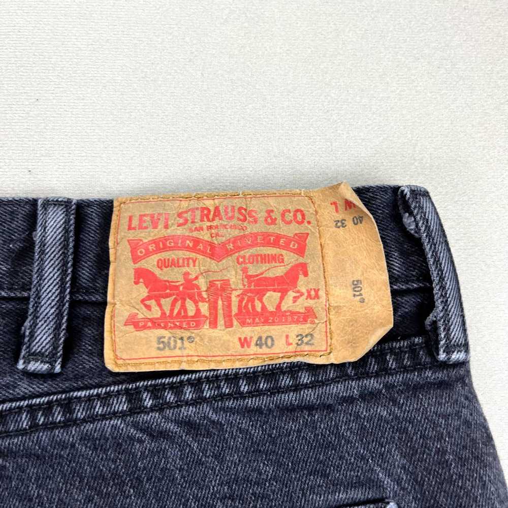 Levi's Levis 501 Jeans 40x32 Black Denim Original… - image 3