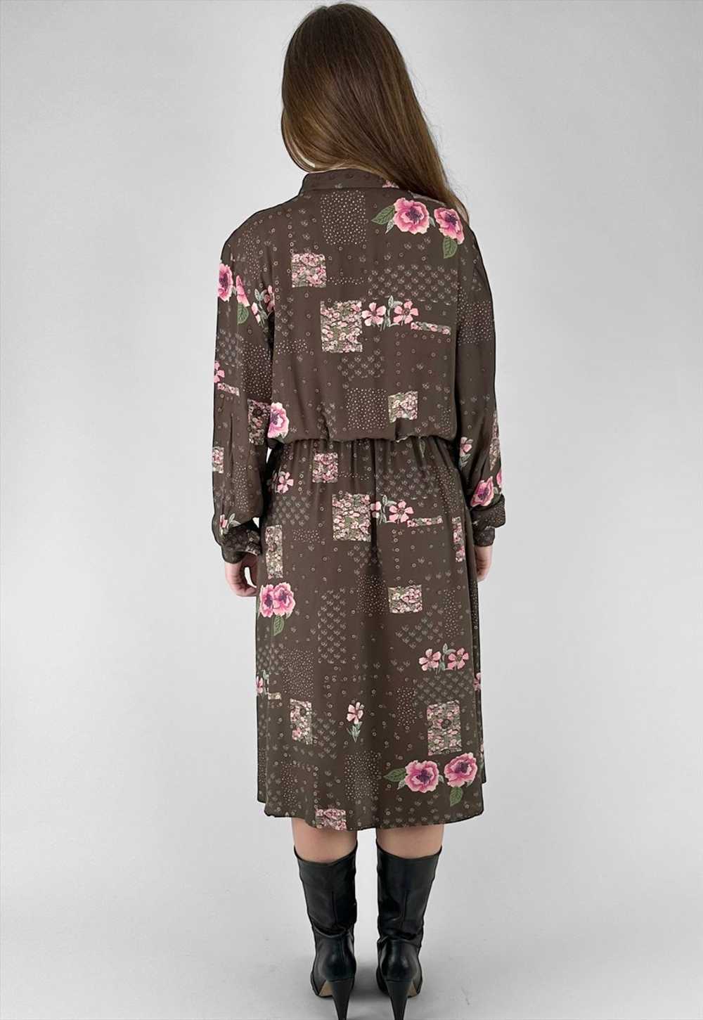 70's Betty Barclay Vintage Ladies Midi Dress Brow… - image 4