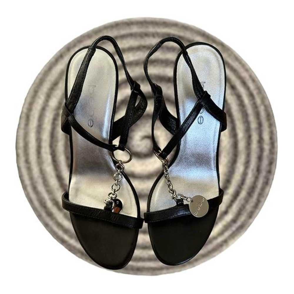 Bebe Bebe black kitten heels with silver chain de… - image 2