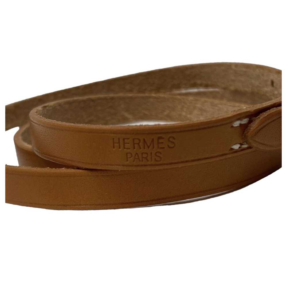 Hermes Hermes Brown Wrap Long Leather Bracelet - image 3