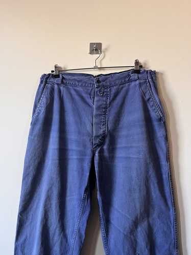 Vintage Pants French work wear denim utilitarian trouser 34 inch