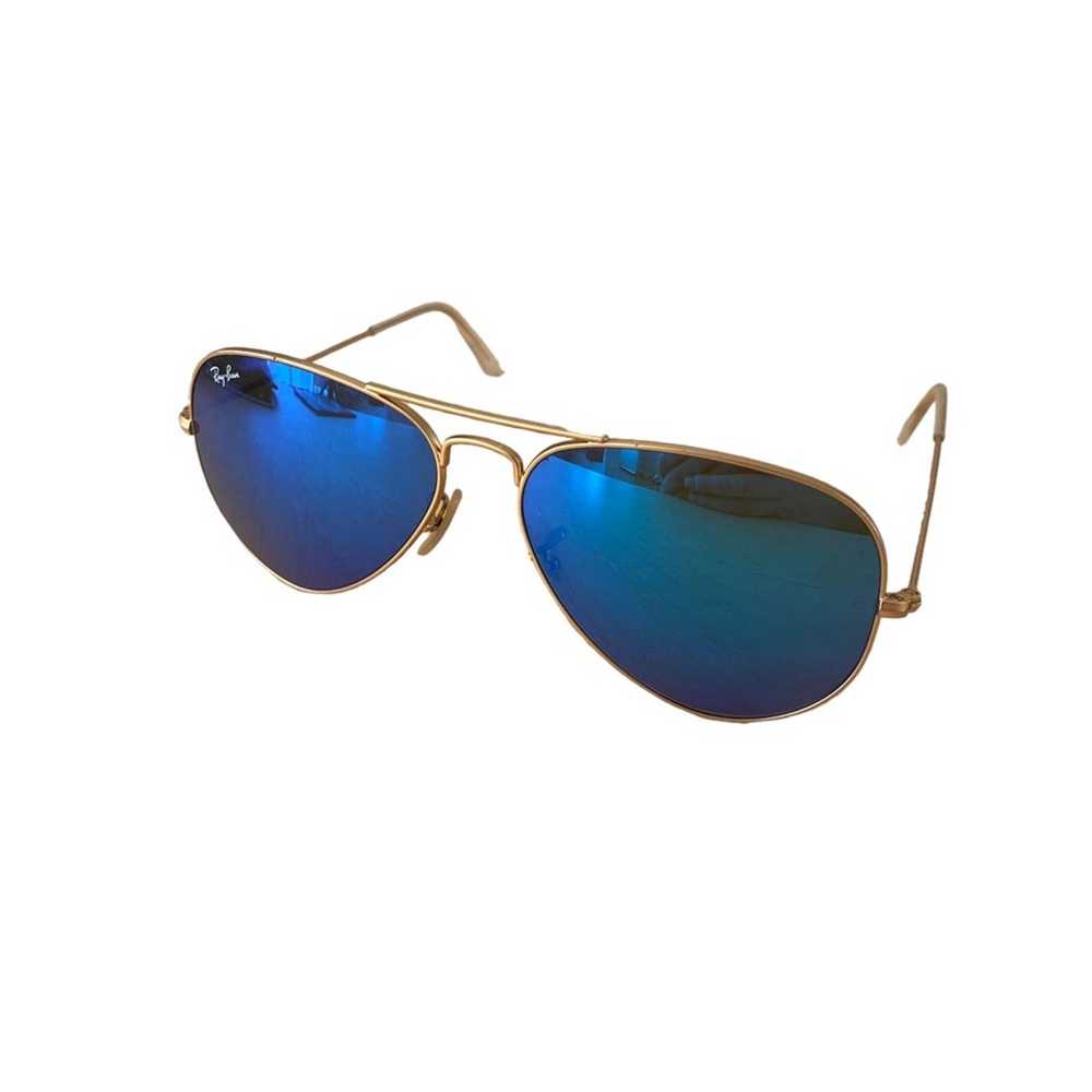 RayBan Classic Ray Ban Aviator Sunglasses Blue Fl… - image 4