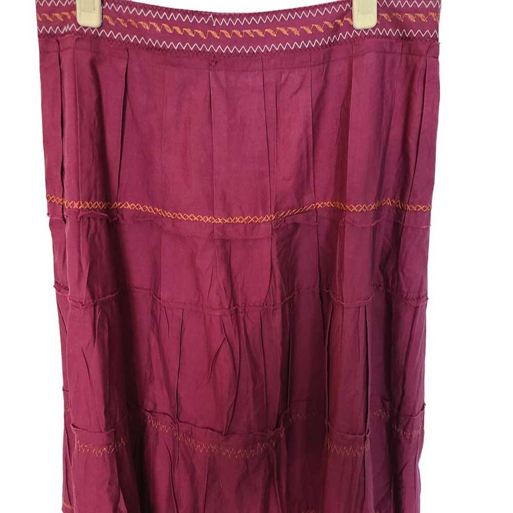 Other Sundance Womens 8 Maroon Tiered Ruffle Embr… - image 2