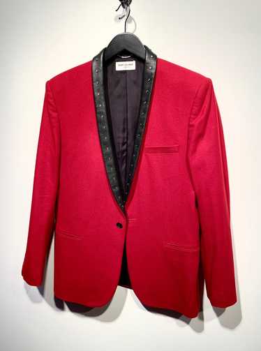 Mens Black Shiny Red Sparkle Greek Key Designer Dress Jacket Blazer Louis Vino LVB7 XLarge 44 Slim Fit Jacket