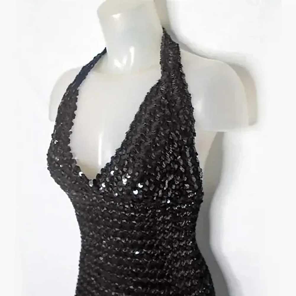 Black Sequin Halter Dress Sexy Micro Mini Bodycon… - image 2