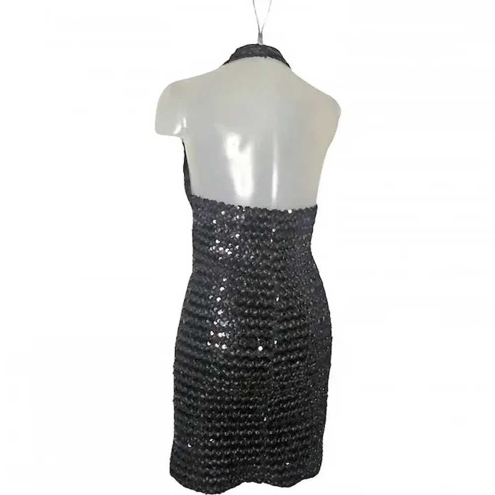 Black Sequin Halter Dress Sexy Micro Mini Bodycon… - image 4