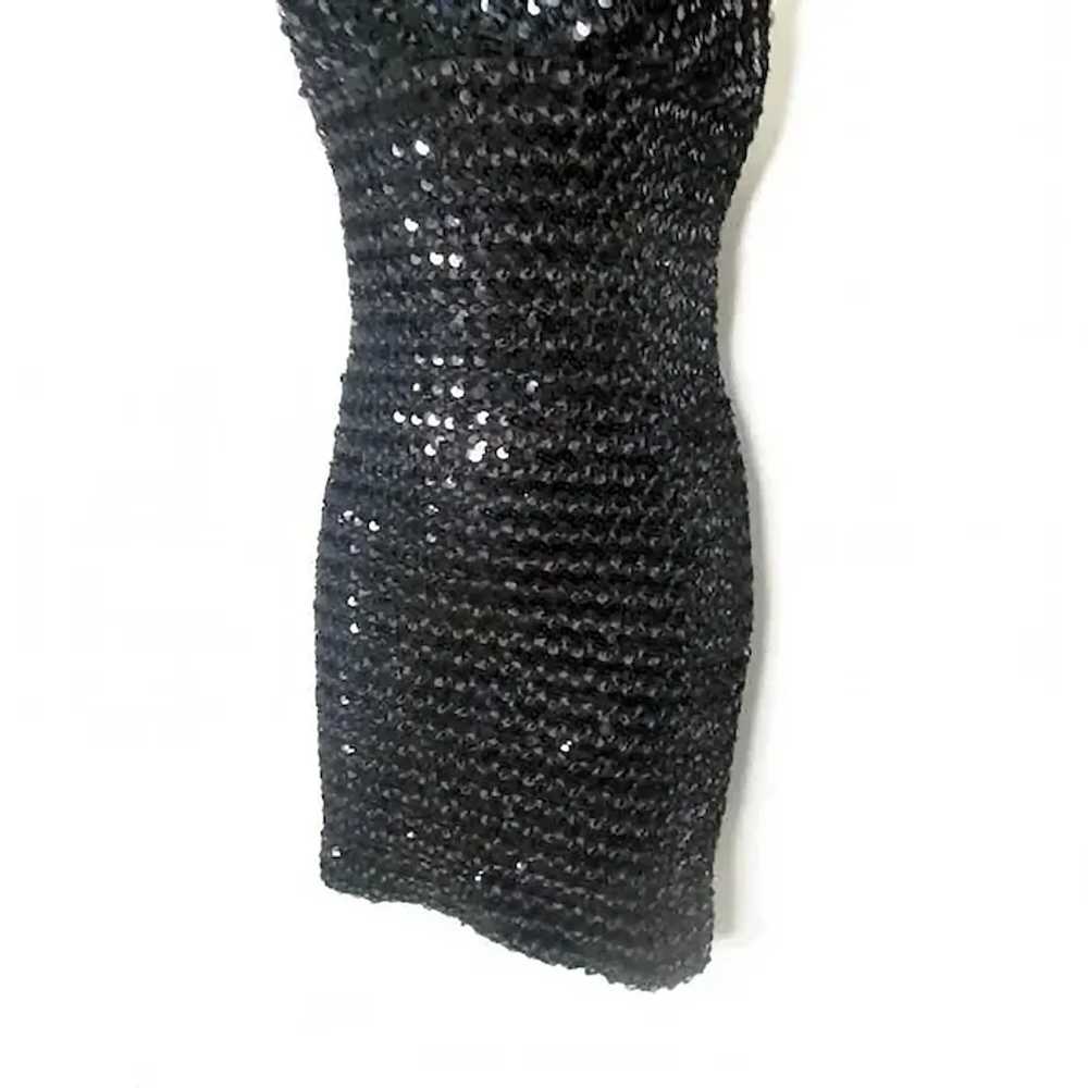 Black Sequin Halter Dress Sexy Micro Mini Bodycon… - image 6