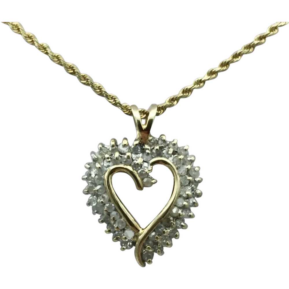 10KY 1.1ctw Diamond Heart Pendant with 16'' Neckl… - image 1