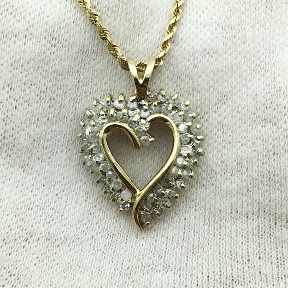10KY 1.1ctw Diamond Heart Pendant with 16'' Neckl… - image 3